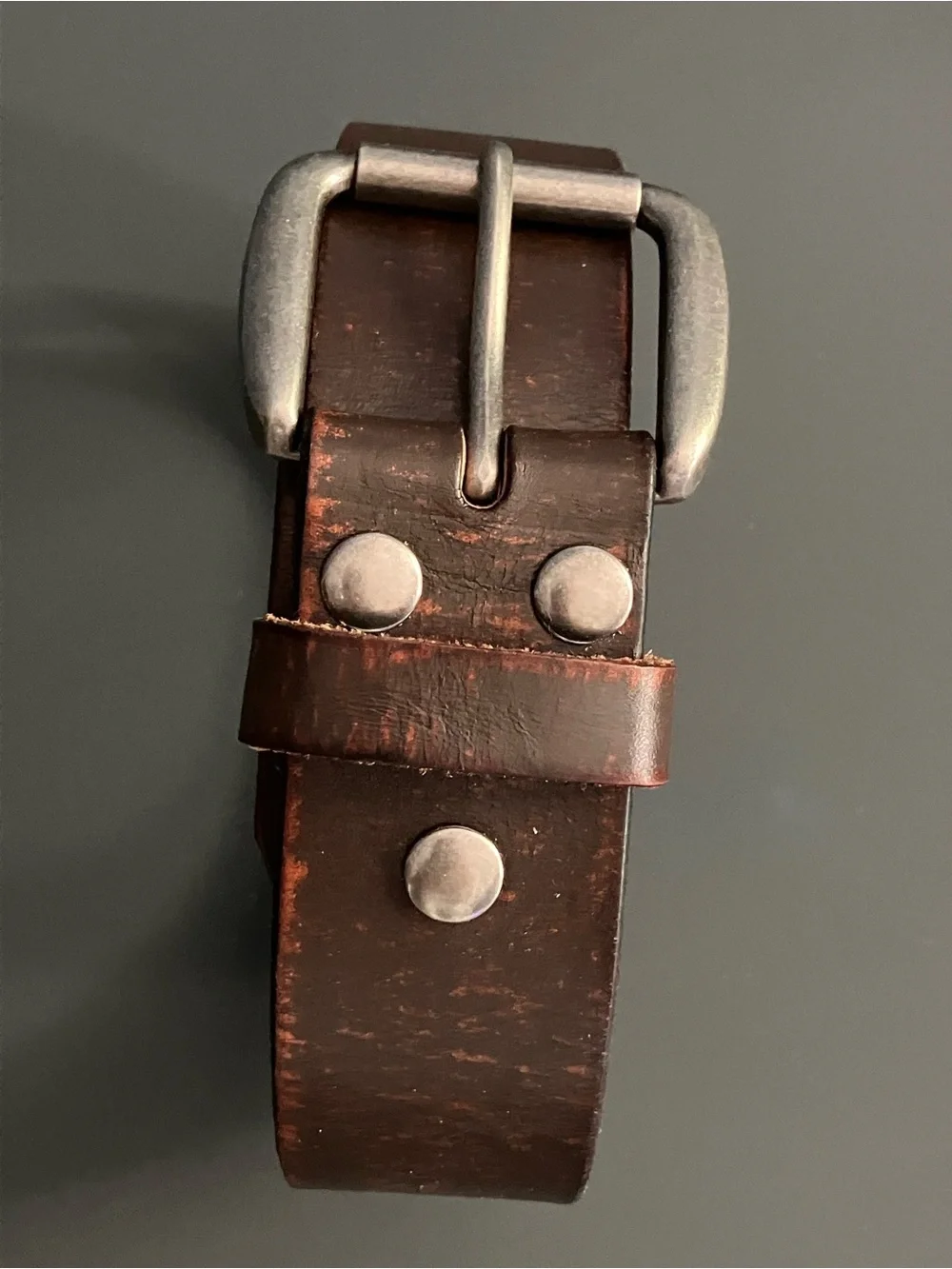 Bed Stu Dark Brown Leather Belt with Silver Buckle